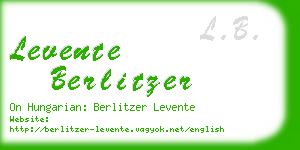 levente berlitzer business card